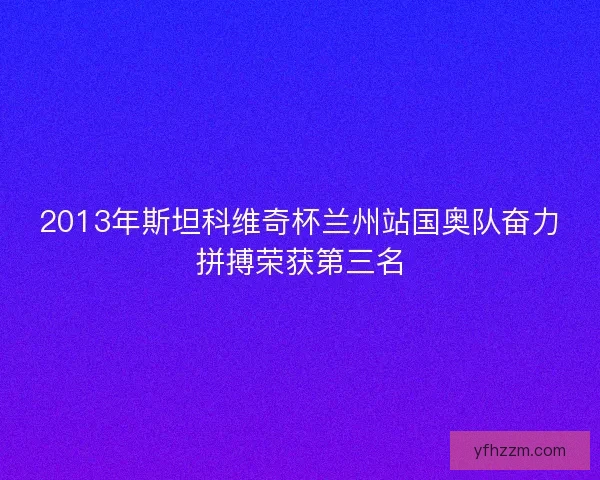 2013年斯坦科维奇杯兰州站国奥队奋力拼搏荣获第三名