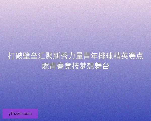 打破壁垒汇聚新秀力量青年排球精英赛点燃青春竞技梦想舞台