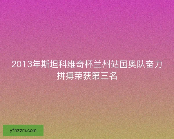 2013年斯坦科维奇杯兰州站国奥队奋力拼搏荣获第三名